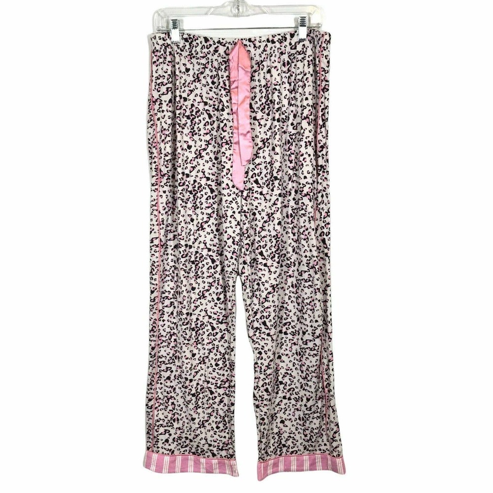 Laundry By Shelli Segal Womens Pink Leopard Straight Lounge Pajama Pants Large - Picture 2 of 7